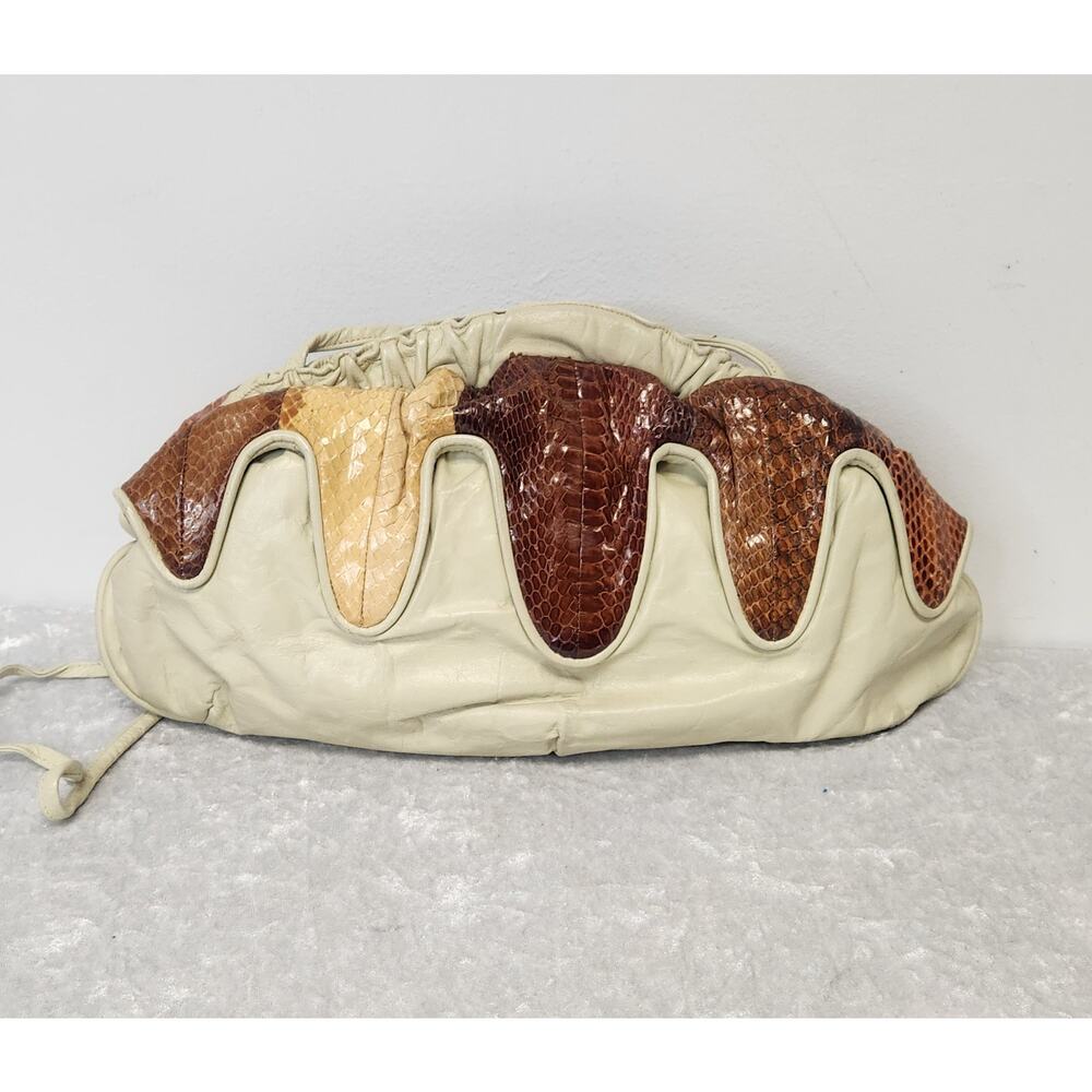 Vintage 7 Seven Handbags by Dimitri Womens Snakeskin Patchwork Crossbody Handbag